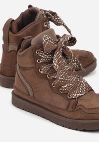 Born2be - Brązowe Sneakersy z Ozdobnymi Sznurówkami Eveslia. Okazja: na co dzień. Zapięcie: sznurówki. Kolor: brązowy. Materiał: jeans #3