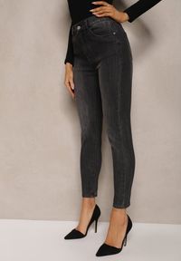 Renee - Czarne Skinny Jeansy z Bawełną i Przetarciami Rinalitha. Kolor: czarny. Styl: elegancki #3