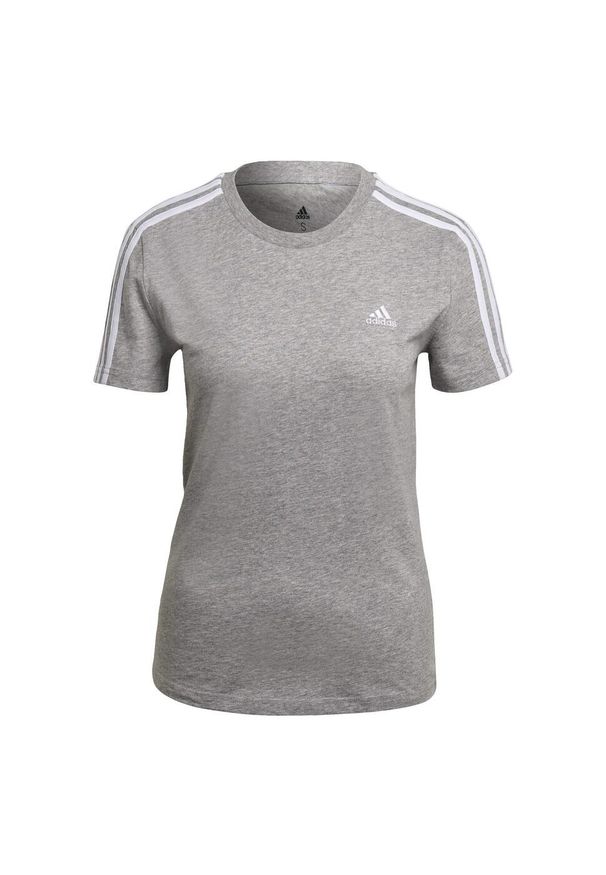 Adidas - Essentials Slim 3-Stripes Tee. Kolor: szary, biały, wielokolorowy. Sport: taniec, joga i pilates