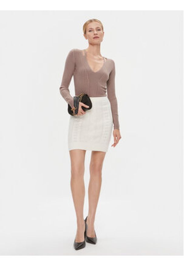 Guess Spódnica mini W4RD58 Z37L1 Écru Slim Fit. Materiał: syntetyk, bawełna