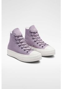 Converse trampki Chuck Taylor All Star Lift HI damskie kolor fioletowy A05014C. Nosek buta: okrągły. Kolor: fioletowy. Materiał: guma. Obcas: na platformie #6