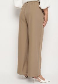 Born2be - Brązowe Szerokie Spodnie z Wysokim Stanem Dolalissa. Okazja: na co dzień. Stan: podwyższony. Kolor: brązowy. Styl: elegancki, casual #7