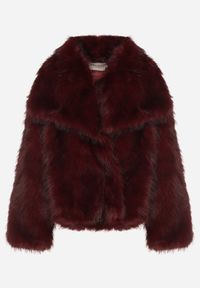 Born2be - Bordowa Kurtka Futerko z Szerokim Kołnierzem Vertilira. Okazja: na co dzień. Kolor: czerwony. Materiał: futro. Styl: wizytowy, casual, elegancki #5