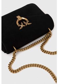 Pinko torebka zamszowa kolor czarny. Kolor: czarny. Materiał: zamszowe #3