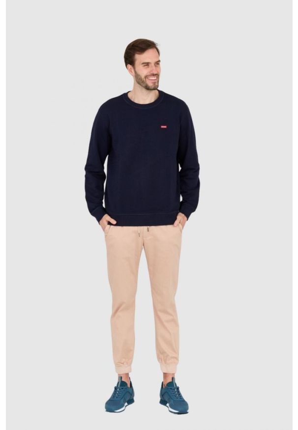 Guess - GUESS Granatowa męska bluza regular fit, Rozmiar S. Kolor: niebieski. Wzór: aplikacja