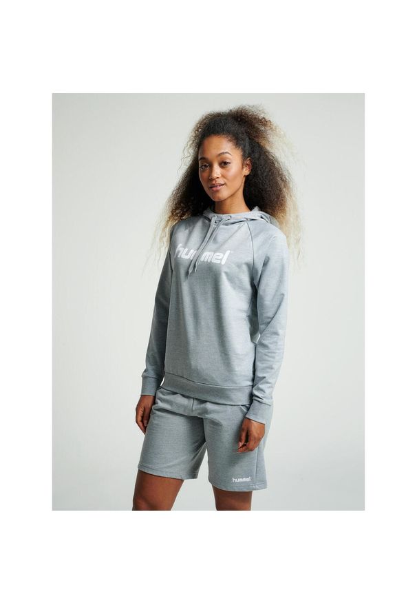 Bluza damska z kapturem Hummel GO Cotton Hoodie. Typ kołnierza: kaptur. Kolor: szary. Sezon: zima