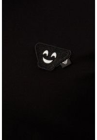 Emporio Armani - EMPORIO ARMANI Czarny t-shirt męski z wymienną aplikacją, Rozmiar S. Kolor: czarny. Materiał: prążkowany. Wzór: aplikacja. Styl: klasyczny #3