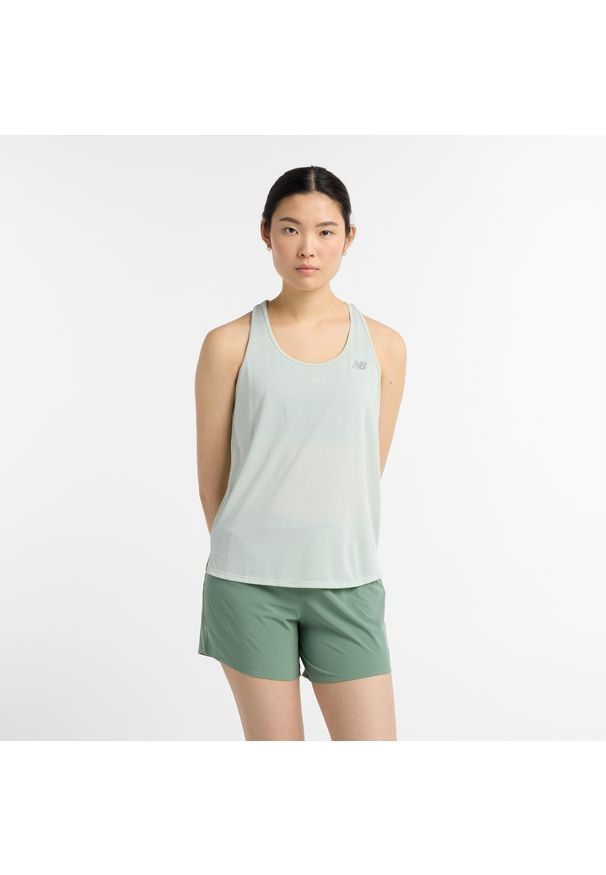 Koszulka damska New Balance WT41250CY2 – miętowa. Kolor: miętowy. Materiał: poliester. Sezon: lato. Sport: fitness