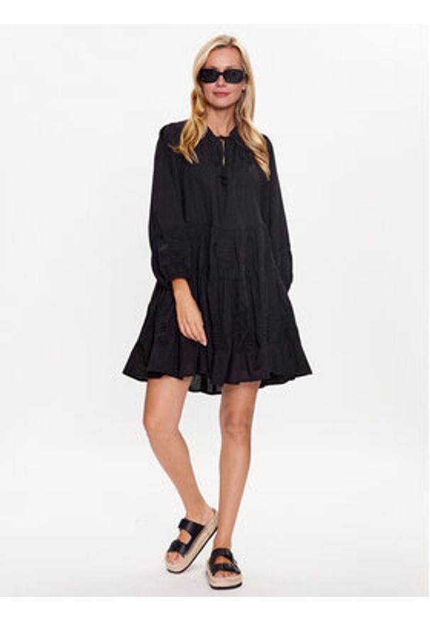 Seafolly Sukienka codzienna Corsica 54897-DR Czarny Regular Fit. Okazja: na co dzień. Kolor: czarny. Materiał: bawełna. Typ sukienki: proste. Styl: casual