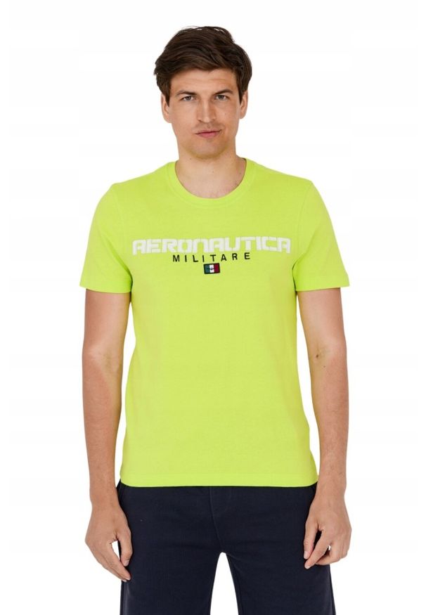 Aeronautica Militare - AERONAUTICA MILITARE Zielony t-shirt męski. Kolor: zielony. Długość rękawa: krótki rękaw. Długość: krótkie. Wzór: haft