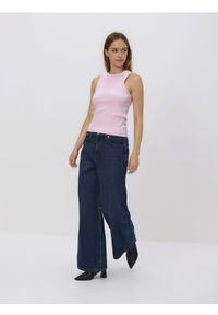 Reserved - Bawełniany top - pastelowy róż. Kolor: różowy. Materiał: bawełna