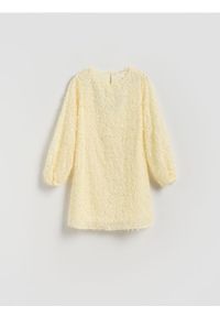 Reserved - Sukienka z cekinami - jasnożółty. Kolor: żółty. Materiał: tkanina. Typ sukienki: proste #1