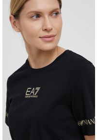 EA7 Emporio Armani T-shirt 3LTT08.TJCRZ damski kolor czarny. Okazja: na co dzień. Kolor: czarny. Wzór: nadruk. Styl: casual #3
