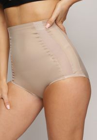 Born2be - Beżowe Modelujące Majtki z Wysokim Stanem i Wstawkami z Siateczki Gabrielina. Stan: podwyższony. Kolor: beżowy #1