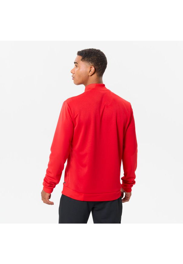 KIPSTA - Bluza piłkarska Kipsta Essential treningowa. Typ kołnierza: komin. Kolor: czerwony. Materiał: tkanina, prążkowany, poliester, materiał, elastan. Sport: fitness, piłka nożna