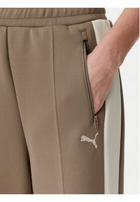 Puma Spodnie dresowe T7 Always On 629797 Brązowy Straight Fit. Kolor: brązowy. Materiał: syntetyk, bawełna