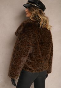 Renee - Brązowa Panterkowa Kurtka Futerko z Wsuwanymi Kieszeniami Neliven. Okazja: na co dzień. Kolekcja: plus size. Kolor: brązowy. Materiał: futro. Styl: elegancki, casual #6