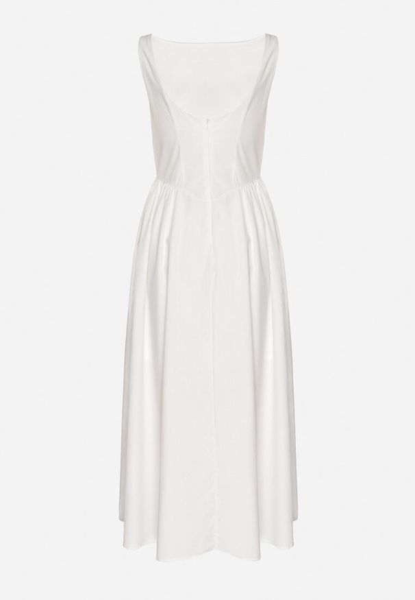 Born2be - Biała Bawełniana Sukienka o Rozkloszowanym Kroju Halowena. Okazja: na spacer, na co dzień. Kolor: biały. Materiał: bawełna. Typ sukienki: proste. Styl: casual