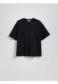 Reserved - T-shirt oversize z merceryzowanej bawełny - czarny. Kolor: czarny. Materiał: bawełna #1