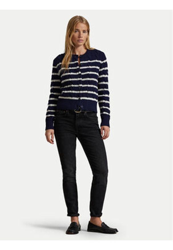 Polo Ralph Lauren Kardigan 211947909001 Granatowy Regular Fit. Typ kołnierza: polo. Kolor: niebieski. Materiał: wełna