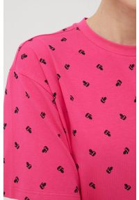 Karl Lagerfeld koszula nocna damska kolor różowy. Kolor: różowy. Materiał: dzianina, materiał. Długość: krótkie