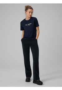 4f - 4F T-shirt loose z nadrukiem damski - granatowy XS. Okazja: na co dzień. Kolor: niebieski. Materiał: materiał, bawełna, dzianina. Wzór: nadruk. Styl: casual #2