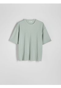 Reserved - Strukturalny t-shirt relaxed fit - jasnozielony. Kolor: zielony. Materiał: dzianina