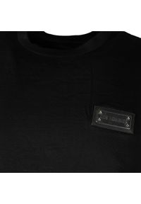 Les Hommes T-shirt With Zip | LKT143 703 | Regular Fit Mercerized | Mężczyzna | Czarny. Okazja: na co dzień. Kolor: czarny. Materiał: bawełna. Styl: casual #4