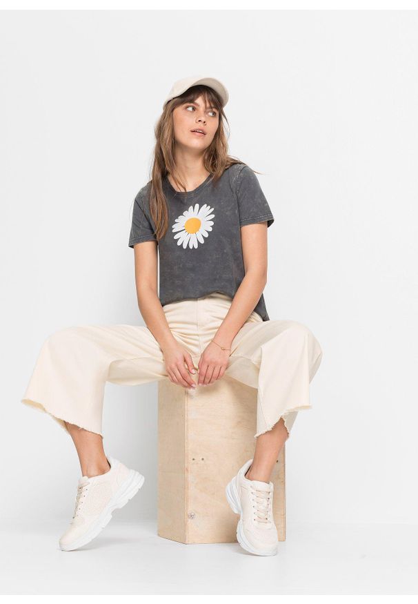 bonprix - T-shirt z czystej bawełny organicznej. Kolor: szary. Materiał: bawełna. Wzór: nadruk