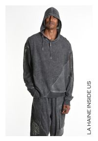 La Haine Inside Us Bluza | 3B M1271 | Mężczyzna | Szary. Typ kołnierza: kaptur. Kolor: szary. Materiał: wiskoza, len. Styl: elegancki #3