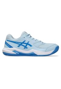 Buty do tenisa damskie Asics Gel Dedicate 8. Zapięcie: sznurówki. Kolor: niebieski. Materiał: materiał, syntetyk, tkanina. Szerokość cholewki: normalna. Sport: tenis