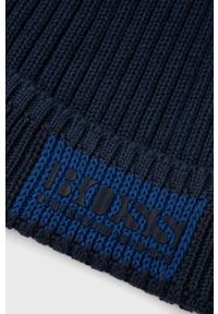 BOSS - Boss Czapka 50456135 kolor granatowy z cienkiej dzianiny z domieszką wełny. Kolor: niebieski. Materiał: wełna, dzianina #3
