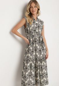 Born2be - Czarna Wiskozowa Sukienka Bez Rękawów z Wiązanym Paskiem Filimea. Okazja: na co dzień. Typ kołnierza: dekolt w kształcie V. Kolor: czarny. Materiał: wiskoza. Długość rękawa: bez rękawów. Typ sukienki: proste. Styl: casual, elegancki #1