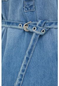 Guess sukienka jeansowa kolor niebieski mini prosta. Kolor: niebieski. Materiał: jeans. Długość rękawa: długi rękaw. Typ sukienki: proste. Długość: mini #4