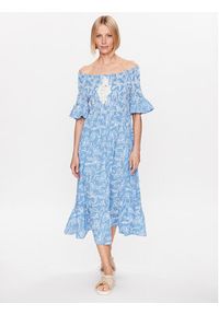 Iconique Sukienka letnia IC23 007 Niebieski Regular Fit. Kolor: niebieski. Materiał: bawełna. Sezon: lato