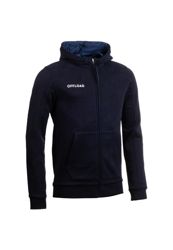 OFFLOAD - Bluza z podszewką do rugby na suwak R500. Materiał: bawełna, poliester, materiał, elastan