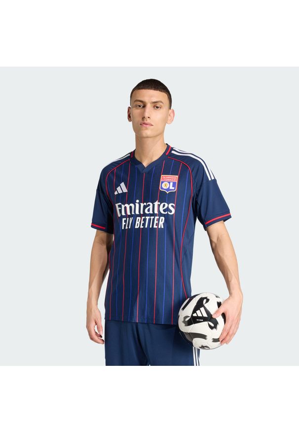 Adidas - Koszulka Olympique Lyonnais 25/26 Away. Kolor: niebieski. Sport: piłka nożna
