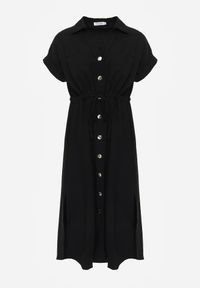 Born2be - Czarna Sukienka Koszulowa z Bawełną Wiskozą i Ozdobnymi Guzikami Parranes. Okazja: na co dzień. Kolor: czarny. Materiał: wiskoza, bawełna. Typ sukienki: koszulowe. Styl: casual, klasyczny, elegancki #2