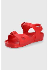 Birkenstock sandały dziecięce Rio kolor czerwony. Zapięcie: klamry. Kolor: czerwony. Materiał: materiał. Wzór: gładki #5
