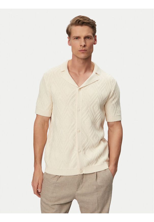 JOOP! Jeans Koszula Diamor 30101667 Kremowy Regular Fit. Kolor: kremowy. Materiał: bawełna