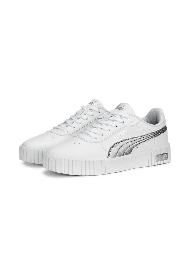 Buty do chodzenia damskie Puma Carina 2.0 Space. Kolor: biały, wielokolorowy, szary. Materiał: skóra. Szerokość cholewki: normalna. Sport: turystyka piesza