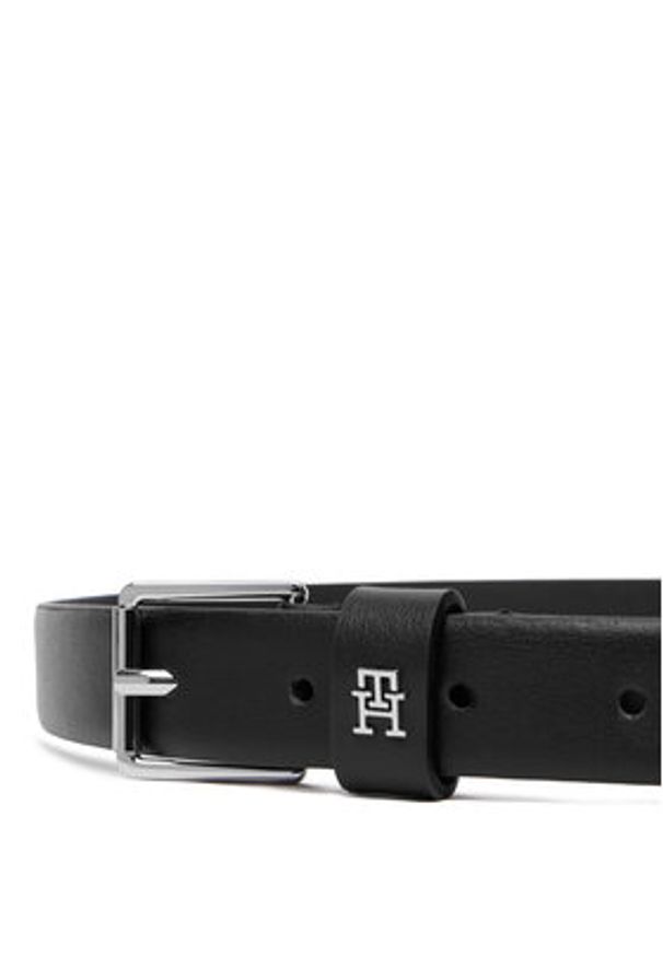 TOMMY HILFIGER - Tommy Hilfiger Pasek Damski Th Square 2.5 Silver AW0AW18651 Czarny. Kolor: czarny. Materiał: skóra