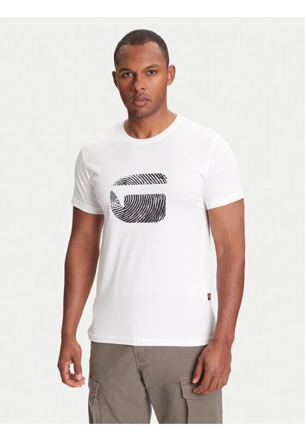 G-Star RAW - G-Star Raw T-Shirt Finger Print Burger D26041-C506 Biały Regular Fit. Kolor: biały. Materiał: bawełna. Wzór: nadruk