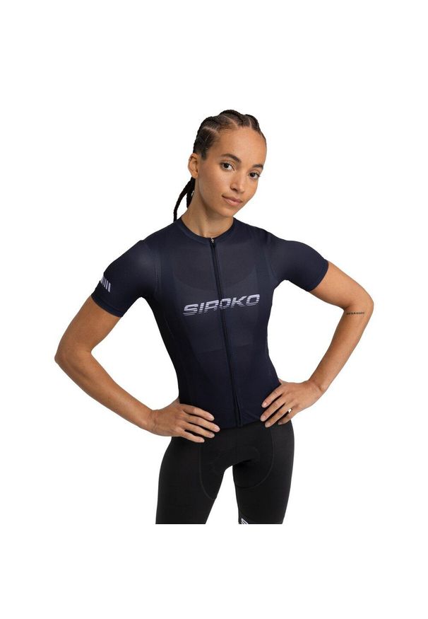 SIROKO - Damska koszulka rowerowa z tkaniny siatkowej z krótkim rękawem Kolarstwo Sirok. Kolor: czarny. Materiał: tkanina. Długość rękawa: krótki rękaw. Długość: krótkie. Sezon: lato. Sport: kolarstwo