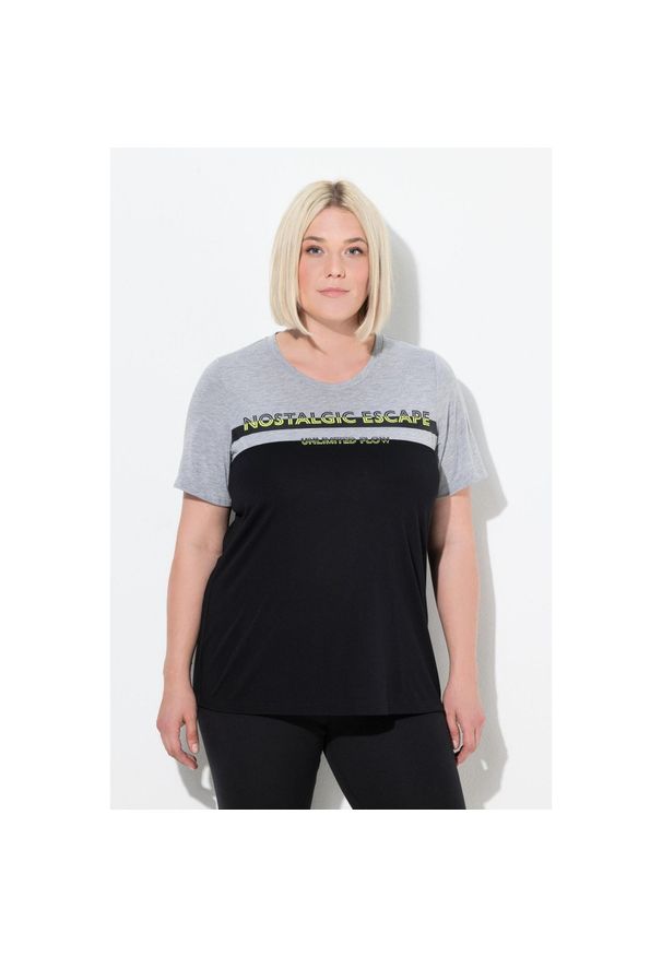 ULLA POPKEN - Damskie Koszulka funkcyjna antybakteryjna okrągły dekolt rękaw 1/2. Kolekcja: plus size. Kolor: czarny. Materiał: poliester, materiał, wiskoza