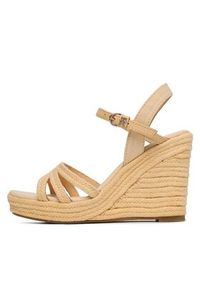 TOMMY HILFIGER - Tommy Hilfiger Sandały Essential Wedge Sandal FW0FW07159 Beżowy. Kolor: beżowy. Materiał: materiał #2