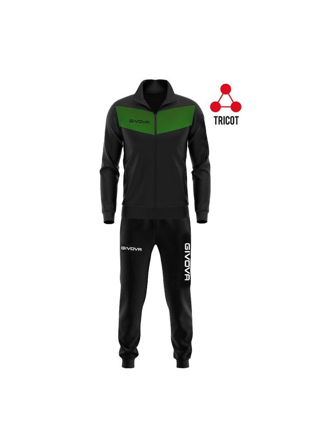 Komplet sportowy Givova Visa Triacetato czarny/zielony L. Kolor: czarny, zielony, wielokolorowy. Materiał: dresówka. Sport: piłka nożna