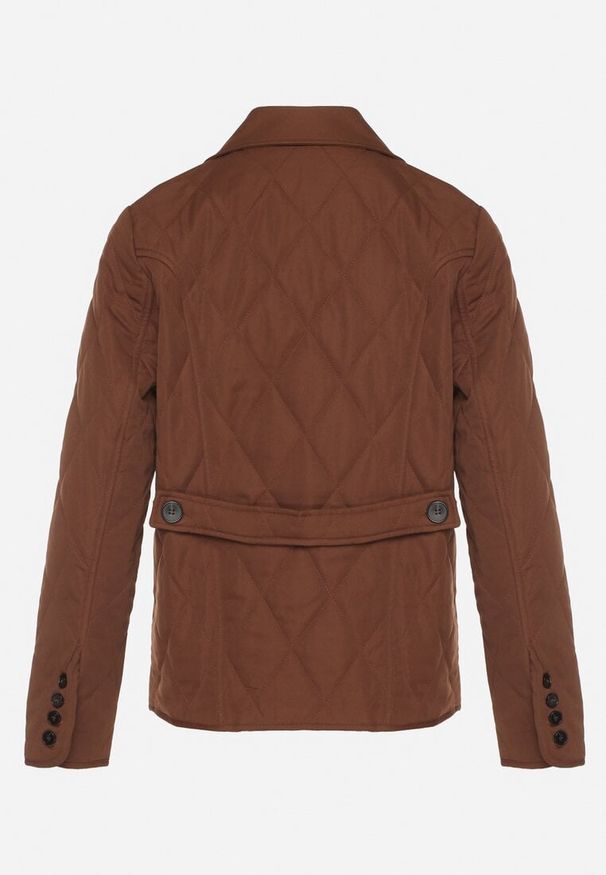 Born2be - Brązowa Pikowana Kurtka Koszulowa z Pagonami Avedvira. Okazja: do pracy, na spotkanie biznesowe. Kolor: brązowy. Materiał: jeans. Styl: elegancki, biznesowy
