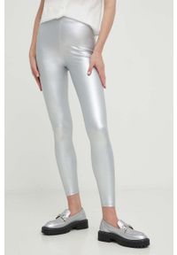 Answear Lab legginsy damskie kolor srebrny. Stan: podwyższony. Kolor: srebrny. Materiał: dzianina. Styl: wakacyjny #1