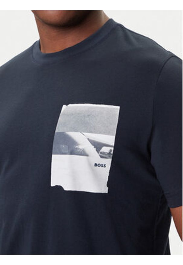 BOSS T-Shirt Te_Container 50546920 Granatowy Regular Fit. Kolor: niebieski. Materiał: bawełna